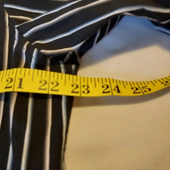 Michael Kors Long Sleeve Button Down Shirt Black w/ White & Blue Stripes Men's L - Picture 6 of 6